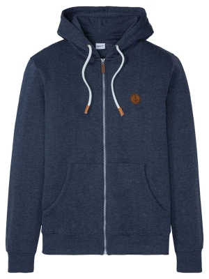 Bluza rozpinana z kapturem, z detalami z imitacji skóry BonPrix niebieski