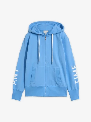Bluza rozpinana z kapturem z elastycznej mieszanki bawełny BonPrix niebieski