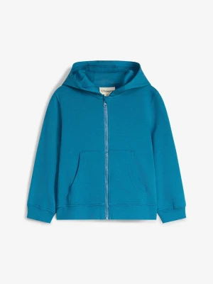 Bluza rozpinana z kapturem z miękkiej bawełny organicznej BonPrix niebieski