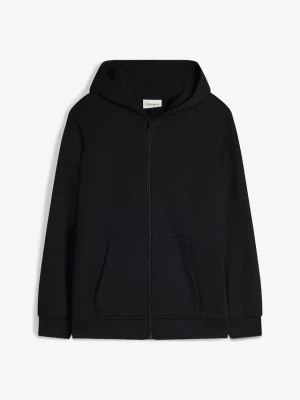 Bluza rozpinana z kapturem, z miękkiej mieszanki bawełny BonPrix czarny