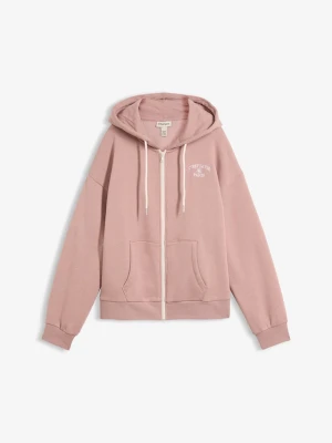 Bluza rozpinana z kapturem z mieszanki bawełny organicznej BonPrix różowy