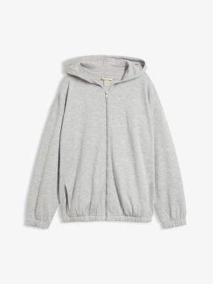 Bluza rozpinana z kapturem z mieszanki bawełny organicznej BonPrix szary