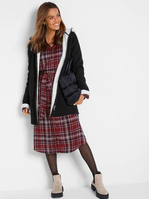 Bluza rozpinana z kapturem z podszewką barankiem bonprix
