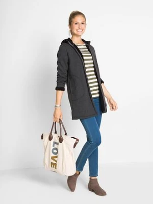 Bluza rozpinana z kapturem z podszewką barankiem bonprix