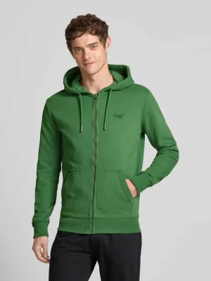 Bluza rozpinana z kieszenią kangurką i wyhaftowanym logo Superdry