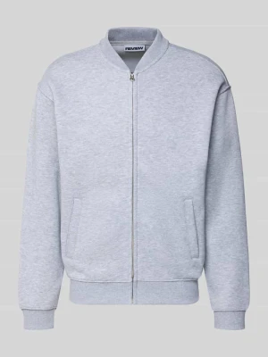 Bluza rozpinana z kołnierzem w stylu college REVIEW Jasnoszary melanż