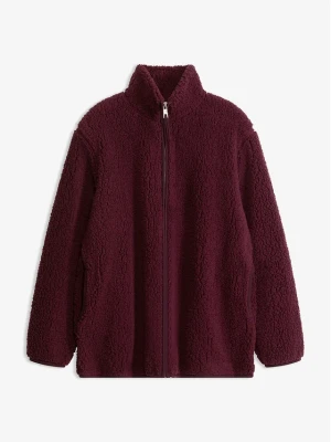 Bluza rozpinana z kożuszkiem BonPrix czerwony