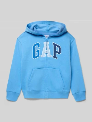 Bluza rozpinana z logo i kieszenią kangurka GAP Turkusowy