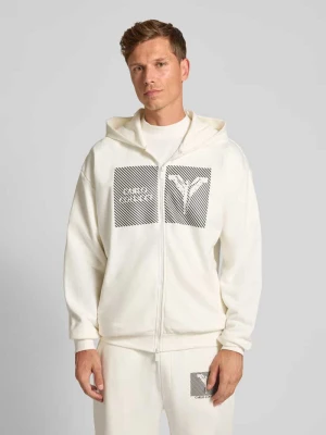 Bluza rozpinana z nadrukiem z logo i dwustronnym zamkiem błyskawicznym carlo colucci
