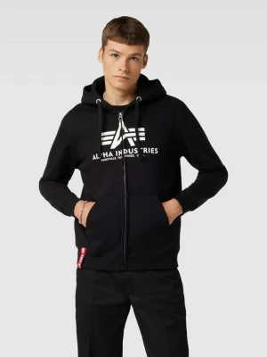 Bluza rozpinana z nadrukiem z logo model ‘BASIC’ alpha industries