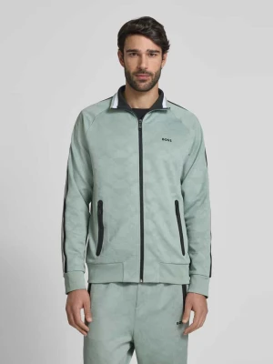 Bluza rozpinana z napisem z logo model ‘Skarley Striped’ BOSS Green