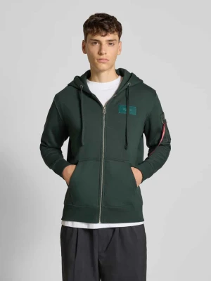 Bluza rozpinana z naszywką z logo i kieszenią kangurką alpha industries