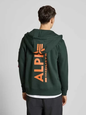 Bluza rozpinana z naszywką z logo i kieszenią kangurką alpha industries