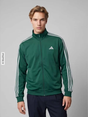 Bluza rozpinana z paski w kontrastowym kolorze Adidas