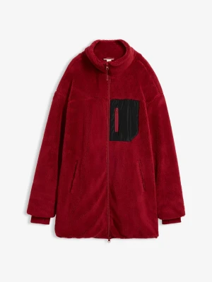 Bluza rozpinana z polaru baranka BonPrix czerwony