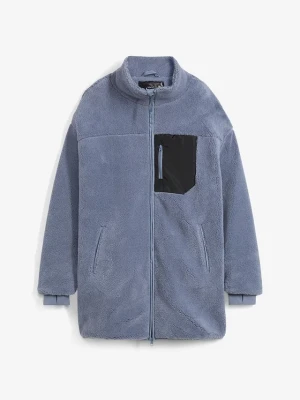 Bluza rozpinana z polaru baranka BonPrix niebieski