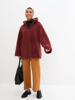Bluza rozpinana z polaru baranka, o linii litery A, z rozcięciami po bokach bonprix
