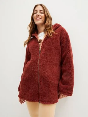Bluza rozpinana z polaru baranka, rozszerzana ku dołowi, z rozcięciami po bokach bonprix