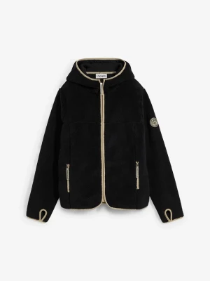 Bluza rozpinana z polaru baranka z kapturem BonPrix czarny