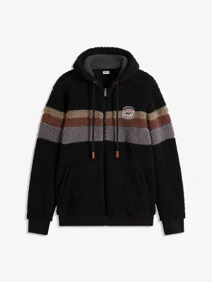 Bluza rozpinana z polaru baranka, z kapturem BonPrix czarny