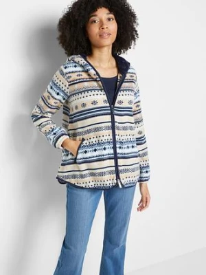 Bluza rozpinana z polaru w norweski wzór, z kapturem bonprix