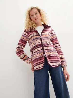 Bluza rozpinana z polaru w norweski wzór, z kapturem bonprix