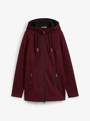Bluza rozpinana z polaru, z kapturem BonPrix czerwony