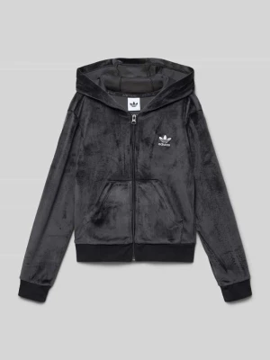 Bluza rozpinana z weluru z wyhaftowanym logo adidas Originals