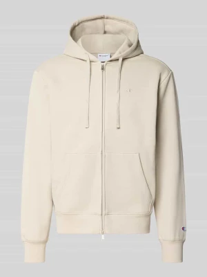 Bluza rozpinana z wyhaftowanym logo i kieszenią kangurka Champion Beżowy