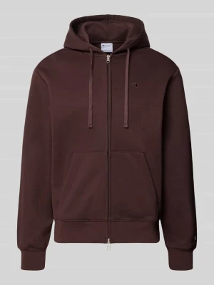 Bluza rozpinana z wyhaftowanym logo i kieszenią kangurka Champion Czekoladowy