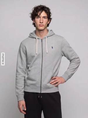 Bluza rozpinana z wyhaftowanym logo Polo Ralph Lauren Jasnoszary melanż