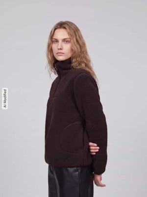 Bluza rozpinana z wysoką stójką Vero Moda Czekoladowy