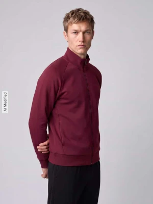 Bluza rozpinana z wytłoczonym logo Boss Bordowy