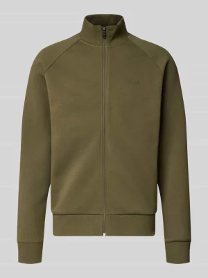 Bluza rozpinana z wytłoczonym logo Boss Ciemnozielony