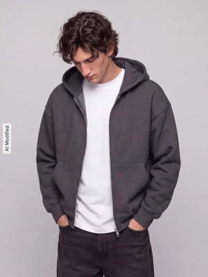 Bluza rozpinana o kroju boxy fit z mieszanki bawełny model 'GOYLE' Only & Sons Ciemnoszary melanż