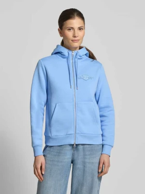 Bluza rozpinana z zamkiem błyskawicznym dwustronnym i wyhaftowanym logo Gant