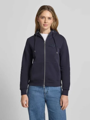 Bluza rozpinana z zamkiem błyskawicznym dwustronnym i wyhaftowanym logo Gant
