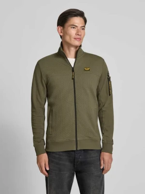 Bluza rozpinana ze stójką i naszywką z logo PME Legend Oliwkowy