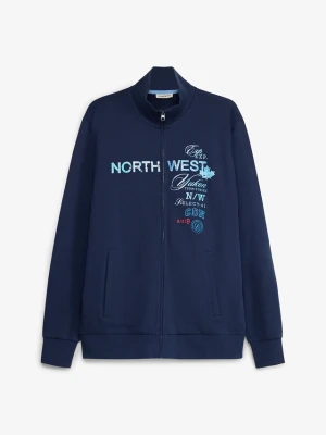 Bluza rozpinana ze stójką, z czystej bawełny BonPrix niebieski