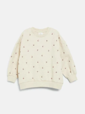 Przytulna bluza oversize z kwiatowym haftem s.Oliver beżowy