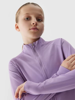 Bluza sportowa rozpinana bez kaptura dziewczęca - fioletowa 4F