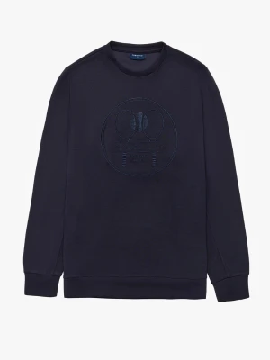 BLUZA TENNIS CLUB 006 Z OKRĄGŁYM DEKOLTEM GRANATOWA Z MODALEM Recman