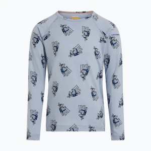 Bluza termoaktywna dziecięca Icebreaker Merino 200 Oasis Crewe Bear Tour Zinc Blue / Aop