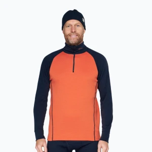 Bluza termoaktywna męska Devold Duo Active Merino 205 Zip Neck brick Pomarańczowy
