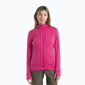 Bluza trekkingowa damska icebreaker Quantum III Zip Hood tempo/electron pink/cb