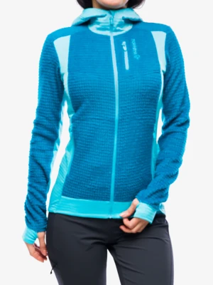 Bluza trekkingowa damska Norrona Falketind Alpha120 Zip Hood - aquarius/mykonos blue