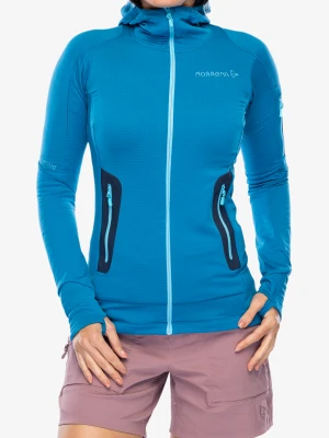 Bluza trekkingowa damska Norrona Falketind Power Grid Hood - mykonos blue