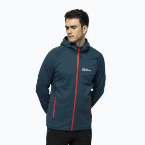 Bluza trekkingowa męska Jack Wolfskin Hydro Grid Hooded FZ blue coral