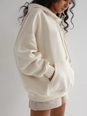 Bluza typu oversize z kapturem, w kolorze RAW BEIGE - EVANS Marsala