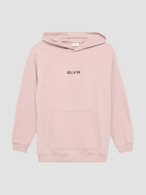Bluza unisex z kapturem, kieszenią kangurką i nadrukiem z przodu s.Oliver różowy